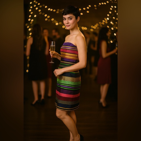 J. McLaughlin Multicolor Strapless Dress Size 0 or Petite S - Picture 1 of 8